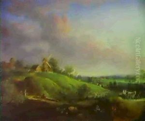 Landskab Med Molle Og Kirke