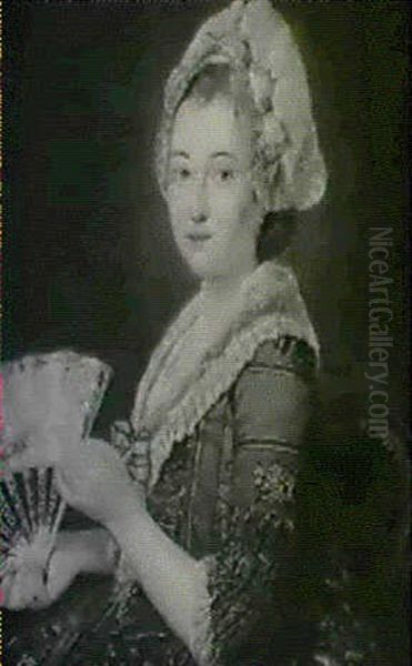 A Portrait Of A Lady Seated, Half Length, Holding A Fan - view 1