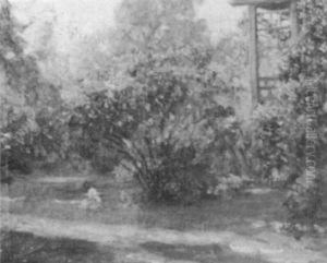Girl Seated By Lilacs by Alfred Juergens