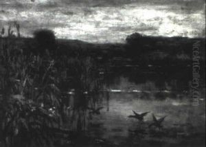 Ducks Over Marsh by Alfred Juergens