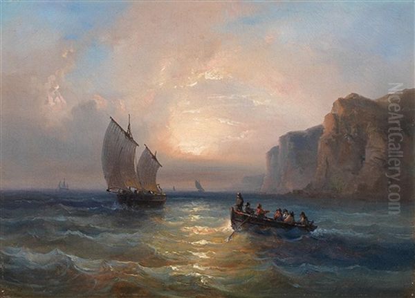 Calm Sea With Ships In The Evening Light - view 1