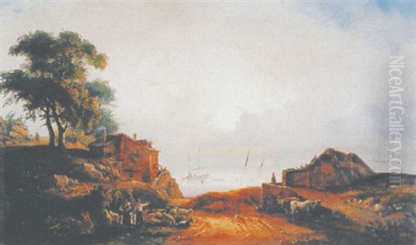 Kustenlandschaft Mit Schiffen, Tier- Und Figurenstaffage - view 1