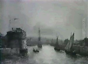 Sunset Over Le Havre by Jean Marie Auguste Jugelet
