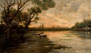 Vacas A Orillas Del Rio Tiber, Roma by Jose Juliana Albert