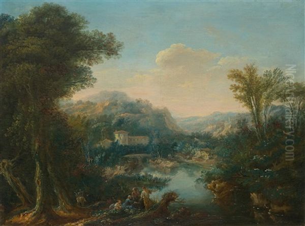 Fishermen In A Landscape With Ruins - view 1