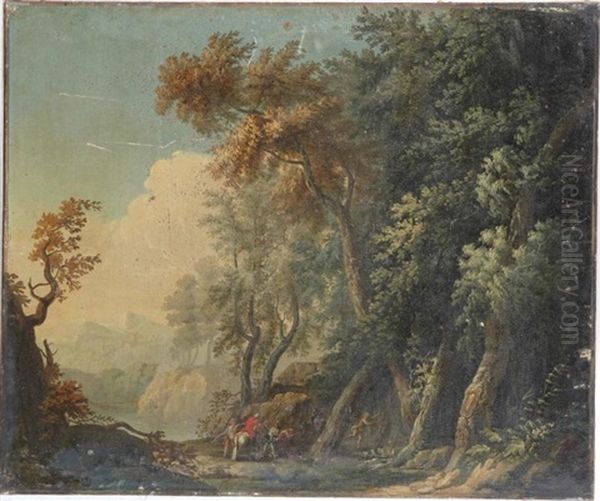 Scene De Brigandage Dans Un Paysage Boise - view 1