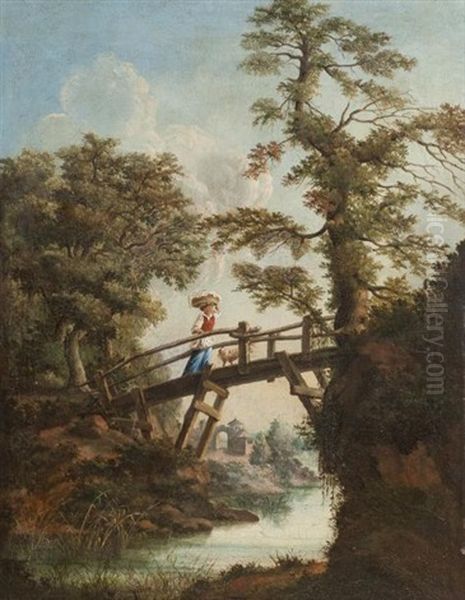 Jeune Bergere Passant Une Passerelle - view 1