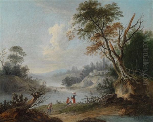 Flusslandschaft Mit Wascherinnen - view 1