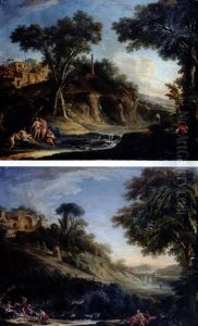 Acteon Surprenant Diane Au Bain (+ Pecheurs Sur La Berge; Pair) by Nicolas-Jacques Juliard
