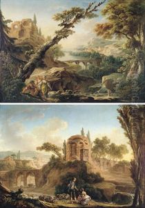 A Classical Landscape With A Herdsman Chatting To A Maid
