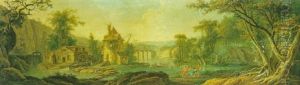 Paysage De Riviere Au Moulin A Eau Avec Des Pecheurs