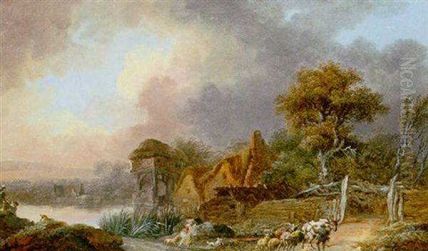 Landscape With Drovers Sheltering Before A Storm - view 1