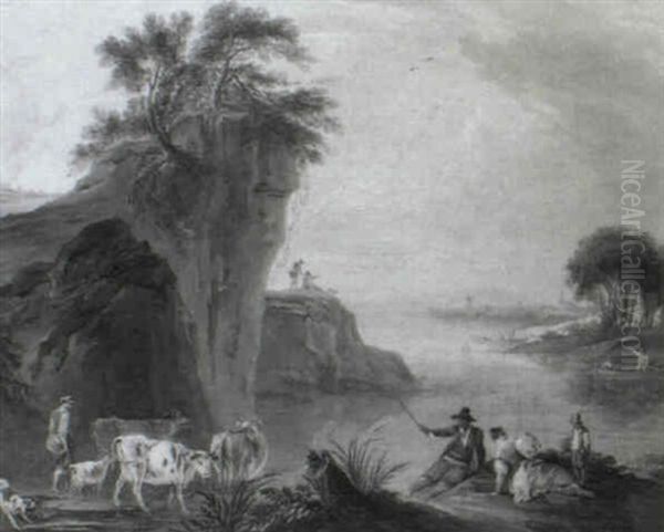 Scene Pastorale Pres D'une Riviere - view 1
