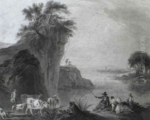Scene Pastorale Pres D'une Riviere by Nicolas-Jacques Juliard