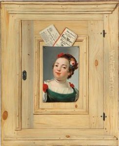 A Trompe-l"oeil Painting With The Portrait Of A Young Woman