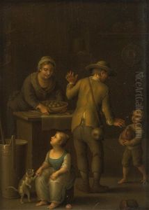 Familie Mit Katze In Der Kuche by Justus Juncker