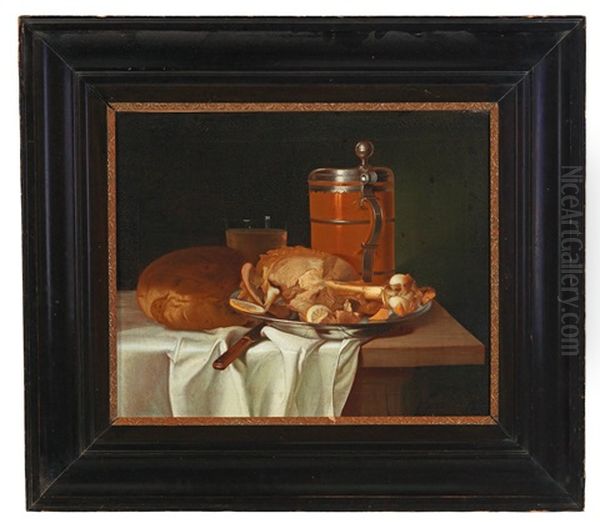 Still Life With Bread, A Ham, A Beer Tankard And A Water Glass - view 1