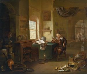 Ein Gelehrter In Seinem Studierzimmer by Justus Juncker
