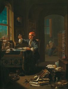 Ein Gelehrter In Seinem Studierzimmer by Justus Juncker