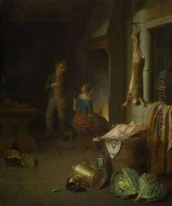 Kucheninterieur Mit Bauernpaar by Justus Juncker