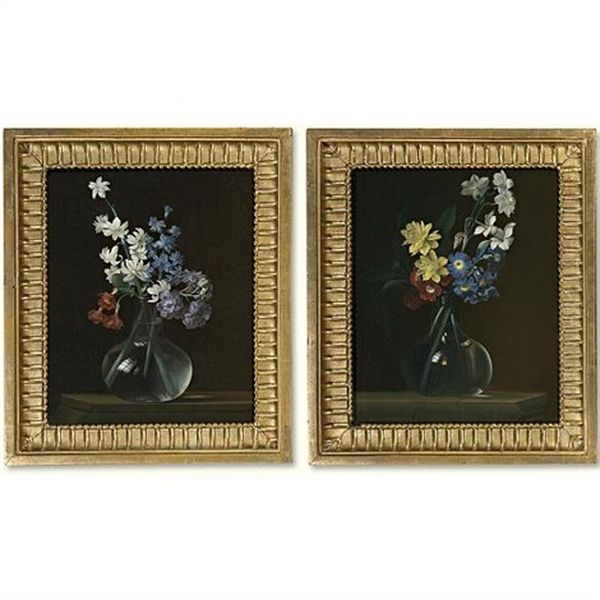 Flowers In A Glass Vase (pair) - view 1