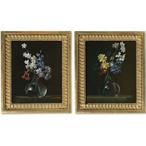 Flowers In A Glass Vase (pair) by Justus Juncker