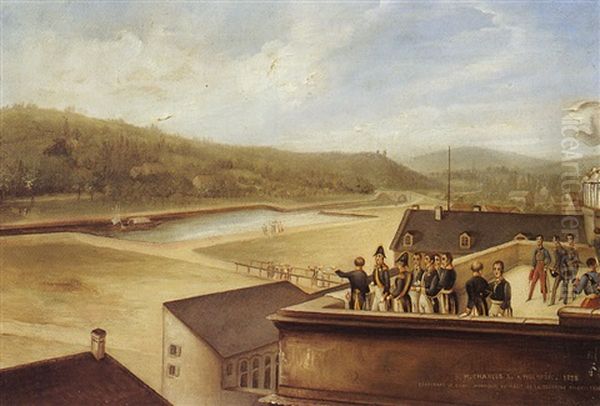 Sa Majeste Charles X A Mulhouse En 1828 Examinant Le Canal Monsieur - view 1
