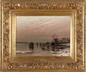 Winterabend Am Niederrhein by Johann II Jungblut