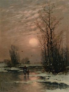 Winterlandschaft Im Abendlicht by Johann II Jungblut