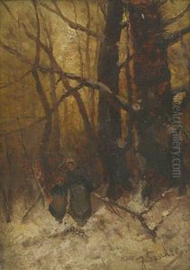 Frau U. Madchen Im Verschneiten Wald Frau U. Madchen Im Verschneiten Wald
