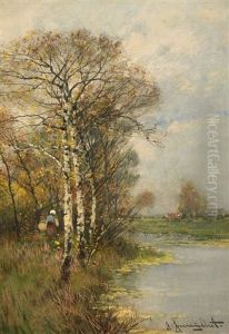 A River Landscape In Autumn (+ A River Landscape In Winter; 2 Works) by Johann II Jungblut
