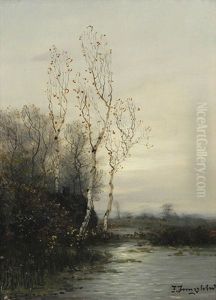 Birken Am Bach by Johann II Jungblut