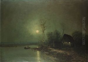 Vollmond Am Ufer by Johann II Jungblut