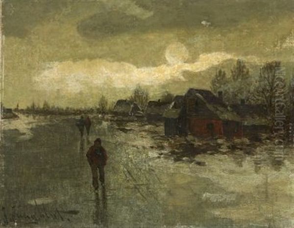 Spazierganger In Schneelandschaft Bei Abenddammerung - view 1