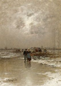 Winterlicher Fischmarkt by Johann II Jungblut