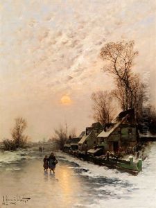Winterabend Am Niederrhein by Johann II Jungblut