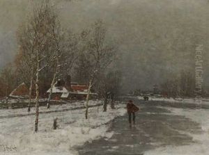Winterlandschaft Mit Bauern Auf Dem Eis by Johann II Jungblut