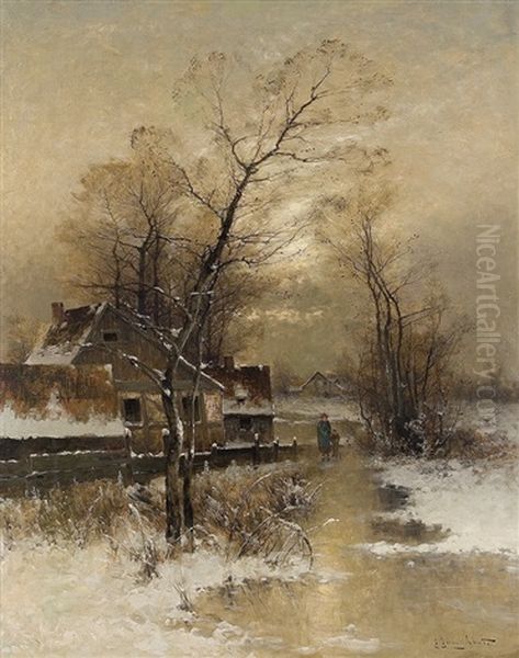 Winterevening At The Village Brook - view 1