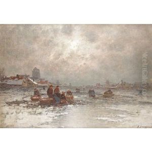 Ice Fishing by Johann II Jungblut
