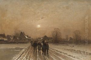 Winterlicher Dorfweg