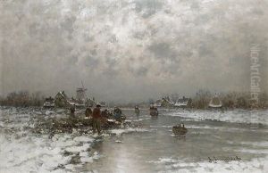 Ice Fishing by Johann II Jungblut