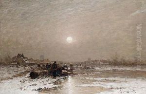 Fishing In The Ice by Johann II Jungblut