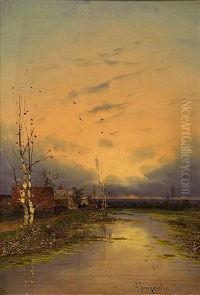 Abendliche Flusslandschaft - view 1