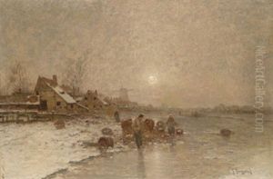 Eisfischer Am Niederrhein by Johann II Jungblut