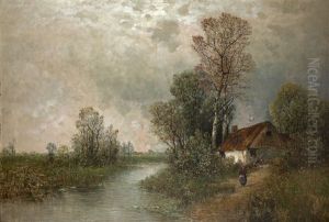 Wasserlandschaft Mit Gehoft by Johann II Jungblut