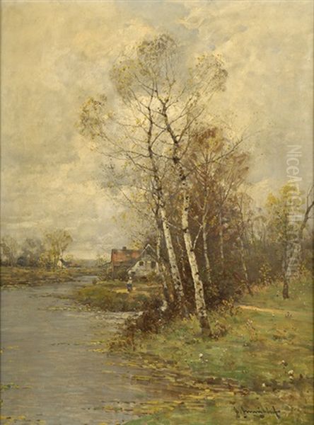 Fluslandschaft Mit Dorfansicht - view 1