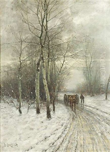 Winterlandschaft Mit Einem Pferdefuhrwerk - view 1