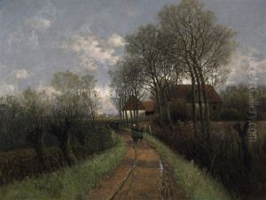 Stiller Herbsttag. Bauersleute Auf Einem Feldweg Vor Gehoften by Johann II Jungblut