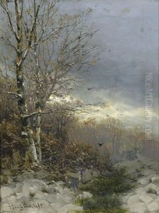 Reh In Einer Winterlandschaft Mit Birken Reh In Einer Winterlandschaft Mit Birken