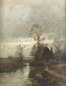 Sommerliche Heidelandschaft Mit Bach